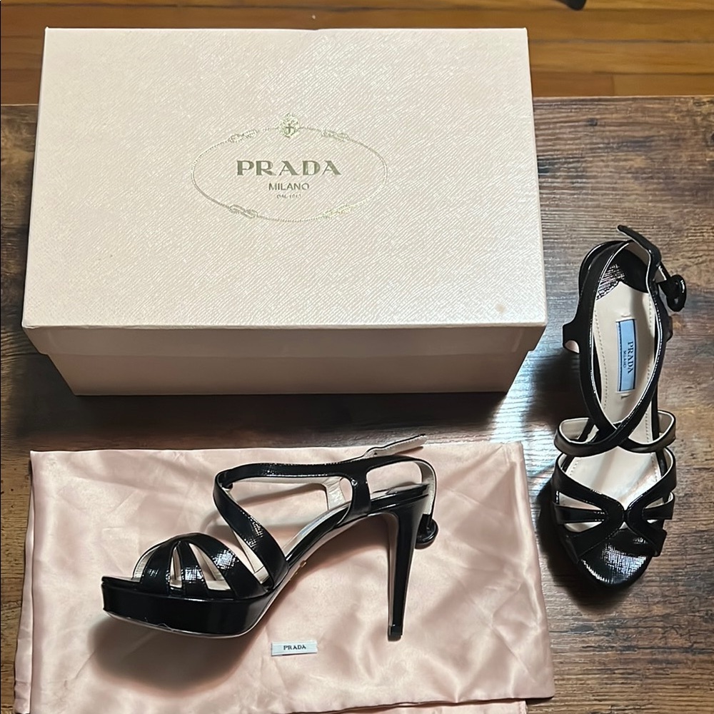 Prada Women's Black Strappy Heels